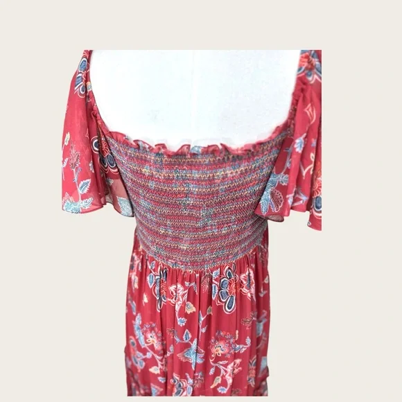 Sachin + Babi The‎ Kara Red floral Ruched Tiered Maxi Dress - Picture 6 of 14